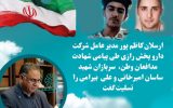 ارسلان کاظم پور مدیر عامل شرکت دارو پخش رازی طی پیامی شهادت مدافعان وطن، سربازان شهید ساسان امیرخانی و علی بیرامی را تسلیت گفت